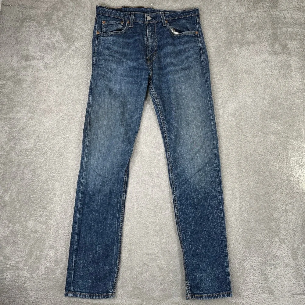 Levis 505 Regular Fit Jeans Mens 33x34 Blue Denim Straight Leg Stretch